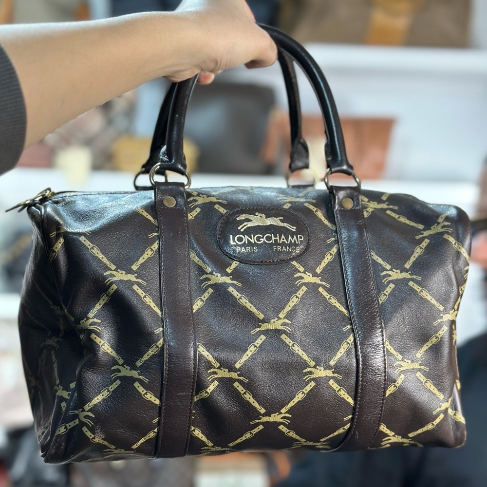 Longchamp Leather Boston Bag